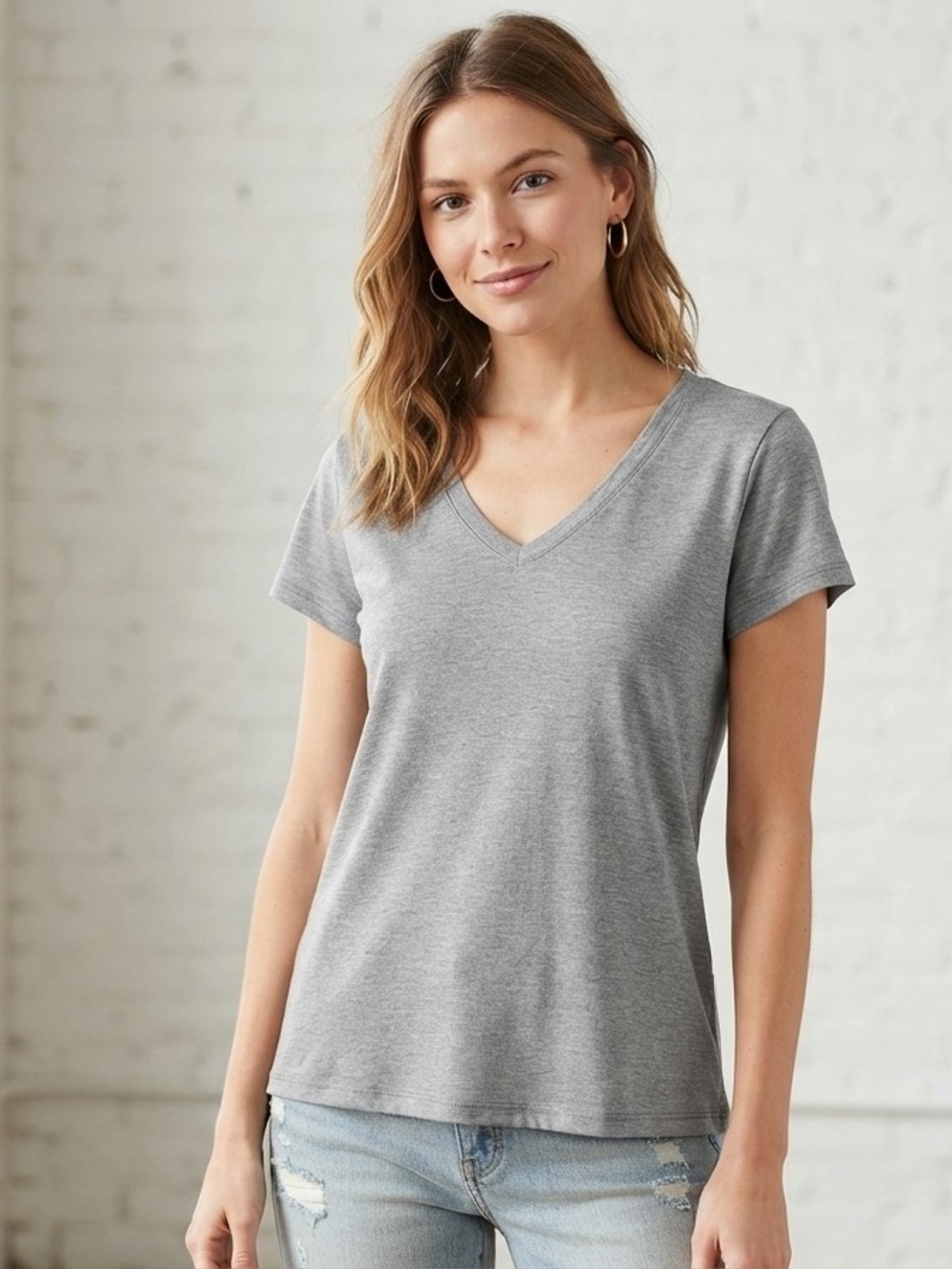 Women's Classic V-Neck Tee - Gray